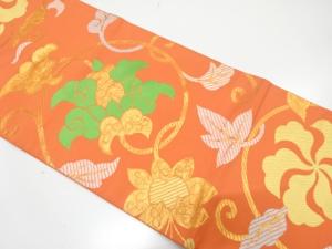 唐花模様織り出し　袋帯